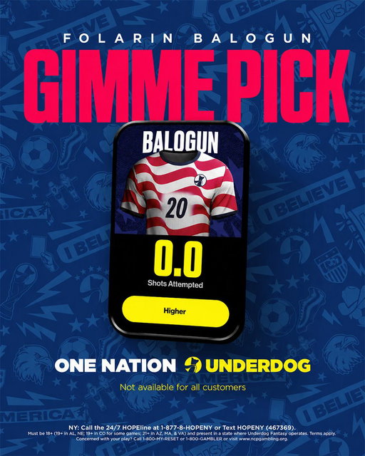 America 🇺🇸 

Folarin Balogun Underdog Gimme Pick 