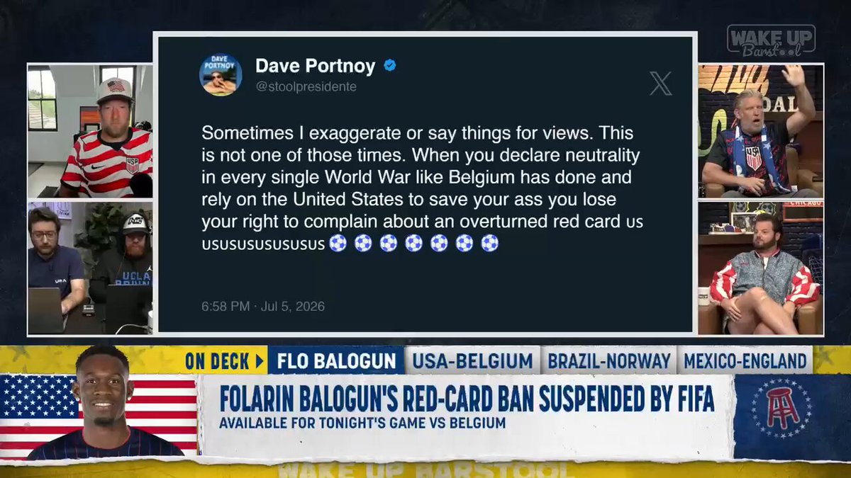 “It never should have been a red card in the first place!” -BFW

“What type of wimp, loser country is afraid to play another team at full strength? If Belgium wasn’t scared of the United States they’d keep their mouth shut” -Dave

“In America we wanna beat you at your best” -TBob 