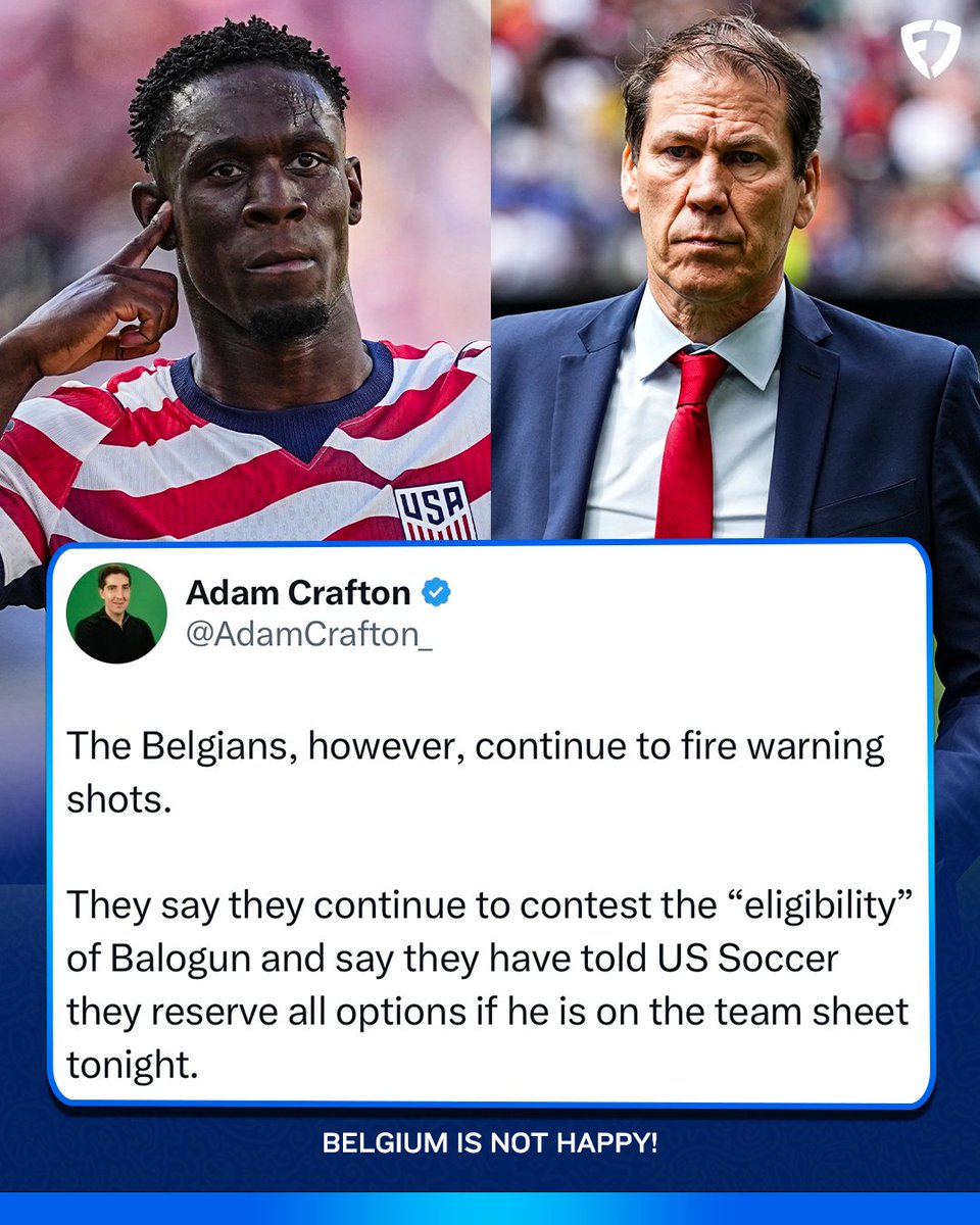 Belgium lost the appeal of Folarin Balogun's eligibility tonight.

However, they said they "reserve all options" if he's on the team sheet tonight 😳

Uh oh. 

(via @AdamCrafton_) 
