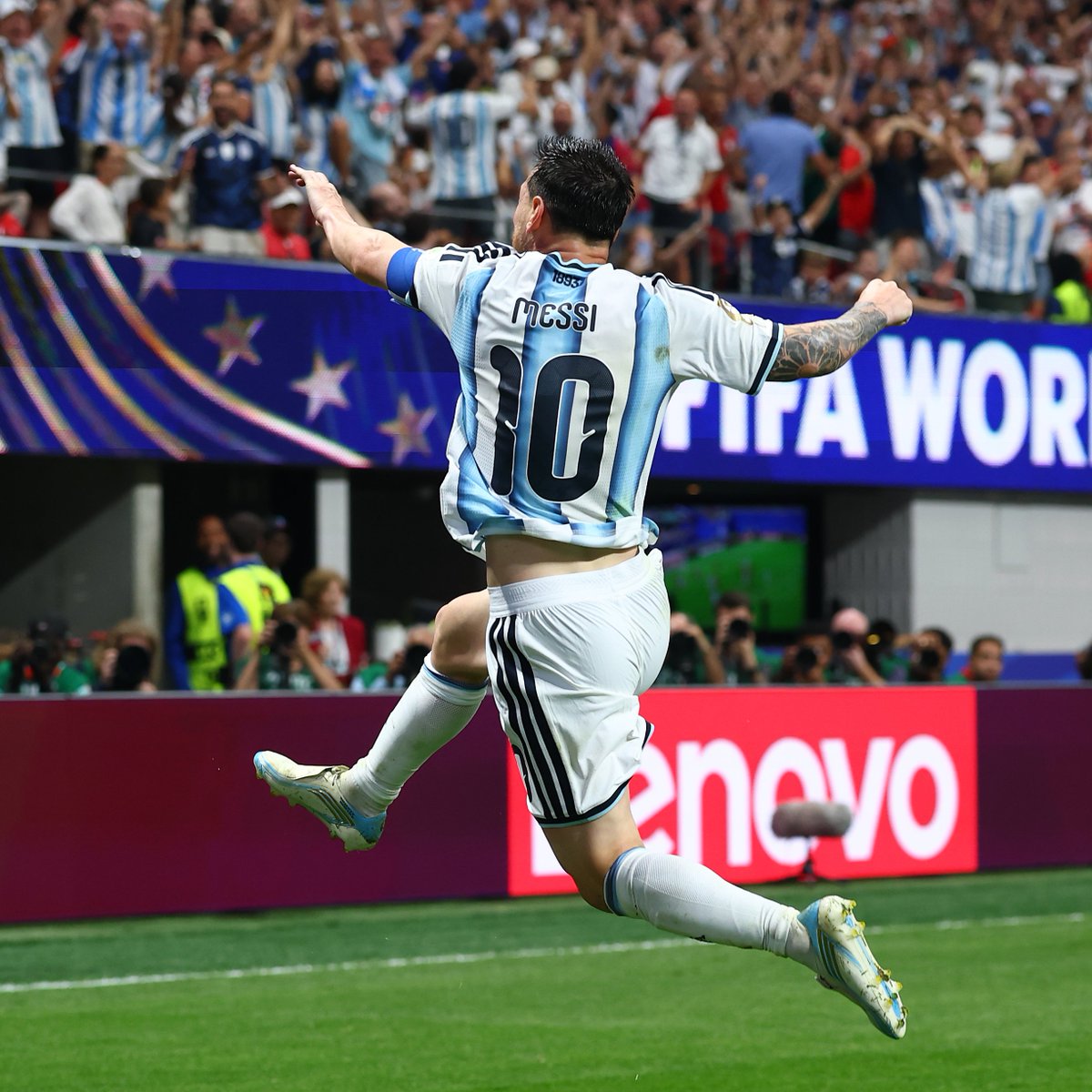Lionel Messi has now scored in nine successive @FIFAWorldCup matches - extending his record streak! 🙌 