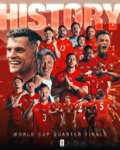 HISTORISCH: Wir stehen erstmals seit 72 Jahren im WM-Viertelfinale!!!
UN MOMENT HISTORIQUE : pour la première fois depuis 72 ans, nous sommes en quarts de finale de la Coupe du monde!!!
UN MOMENTO STORICO: Per la prima volta dopo 72 anni siamo ai quarti del Mondiale!!! 