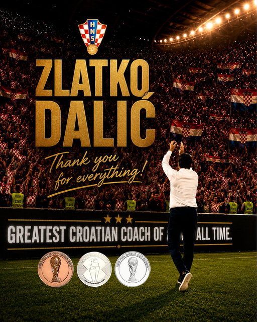 A humble arrival. An unforgettable journey. A proud farewell.

Following nearly nine years, head coach Zlatko Dalić has decided to close his incredibly successful chapter with #Croatia. 🥈🥉🥈

Head coach, thank you for everything – the victories, the achievements, the qualifying berths, the medals, the unity, the respect, and your unwavering commitment to fight for Croatia, both on and off the pitch. 🙏

The results speak of your coaching virtues. The respect you've earned from your players, staff, and opponents speaks volumes about the person you are. ❤️🤍💙 

#HvalaDala | #SkromanDolazak #NezaboravanPut #PonosanOproštaj | #Obitelj