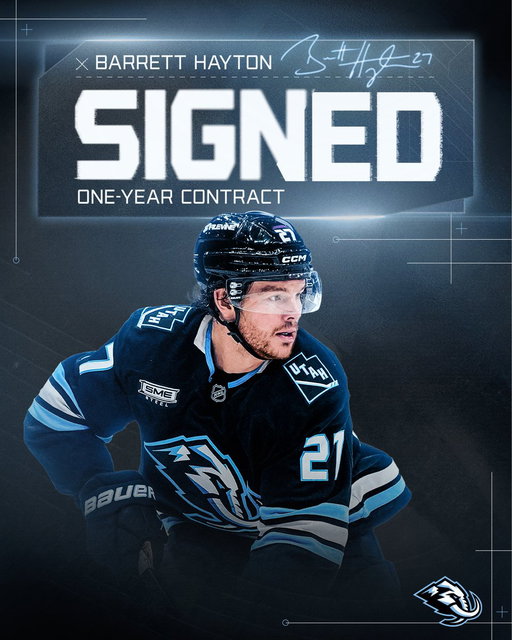 Offer sheet matched. ✅

We have signed forward Barrett Hayton to a one-year contract.

Read more here: https://www.nhl.com/utah/news/utah-mammoth-match-offer-sheet-for-forward-barrett-hayton-release-7-8-26 