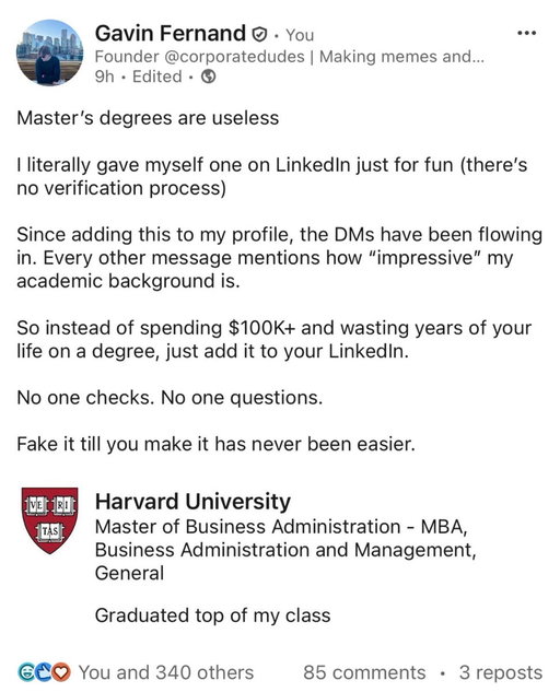 Throwback to this LinkedIn gem 