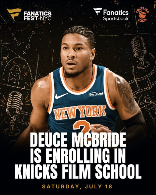 Time to take notes, Knicks fans. Deuce McBride is joining Knicks Film School for a live podcast moment at Fanatics Fest. 

Get your tickets today at the link in bio. 