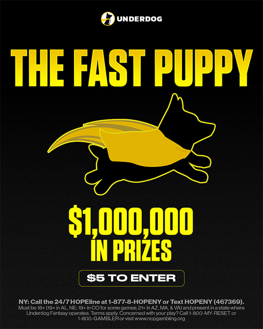 The Fast and Slow Puppy are LIVE🏈

$5 to Enter
$1.5M in Total Prizes
$200k(Fast) &amp; $100k(Slow) to 1st Place 