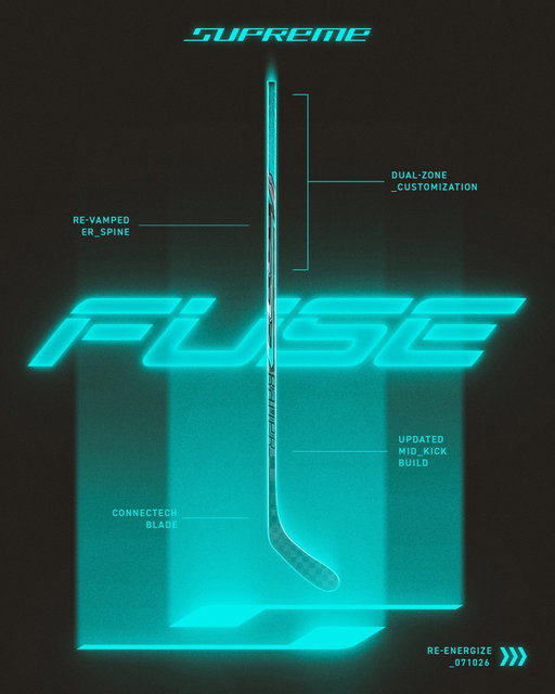YOUR SHOT: RE-ENERGIZED ⚡️ 

Featuring a mid-kick construction for elite players who demand control and strike with purpose. Learn more about the new #SupremeFuse stick at your local retailer or at https://www.bauer.com/collections/supreme-sticks 