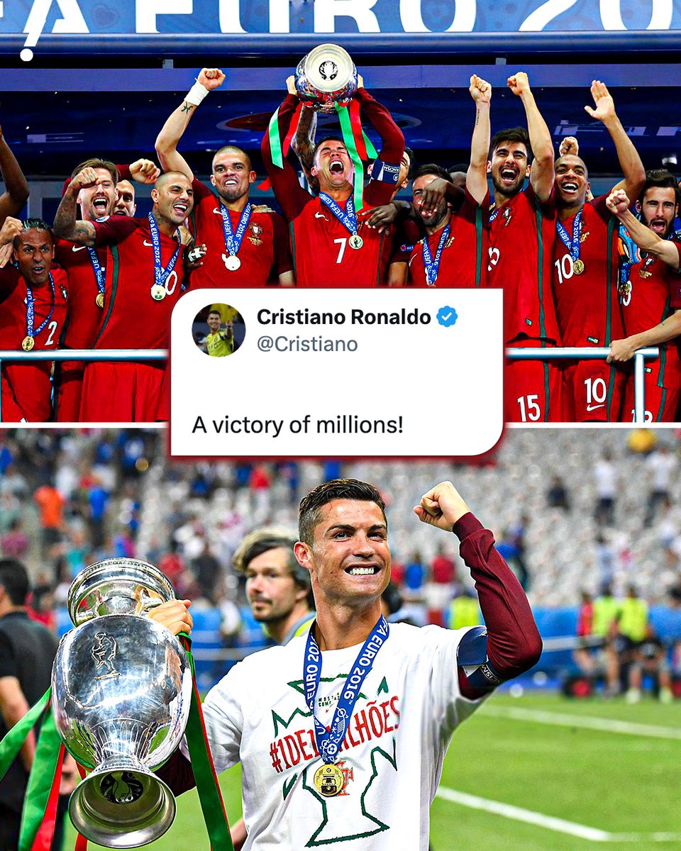 It's been 10 years since Portugal won its first European Championship 🇵🇹

Cristiano Ronaldo made sure to remember that historic night 🏆 