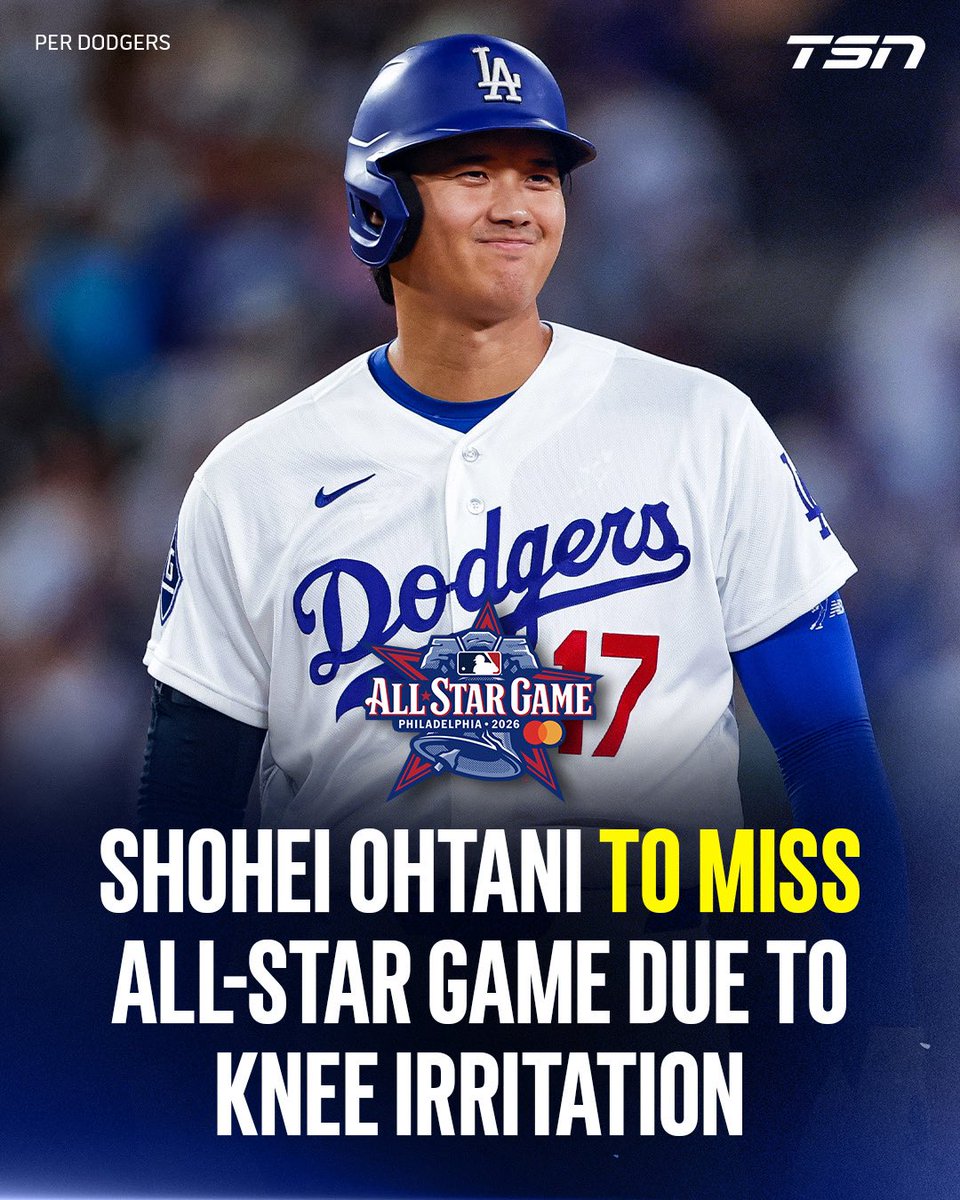 Shohei Ohtani is set to miss the 2026 MLB All-Star Game due to "knee irritation", the team announced.

Ohtani will be replaced at DH by Iván Herrera of the St. Louis Cardinals. 