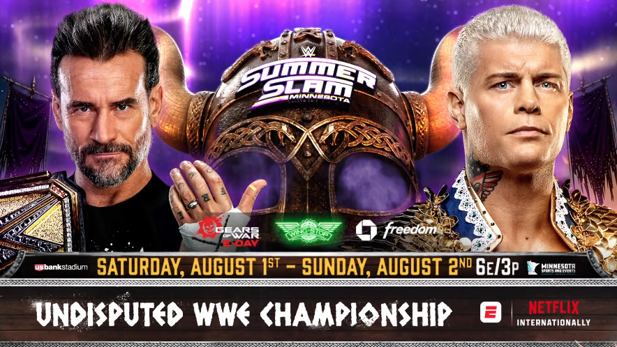 CM PUNK vs. CODY RHODES
UNDISPUTED WWE CHAMPIONSHIP MATCH
#SummerSlam 

📍: Minneapolis, MN
🎟️: https://t.co/NCo5yBBF5n 