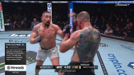 RIGHT ON THE JAW 😳

Robert Whittaker forces Nikita Krylov to quit in the Octagon after that one!

[ #UFC329 | LIVE ON  @ParamountPlus ] 