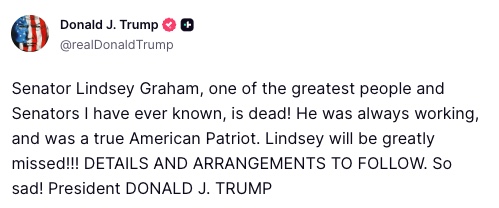 Early reactions to the death of Sen. Lindsey Graham...
 