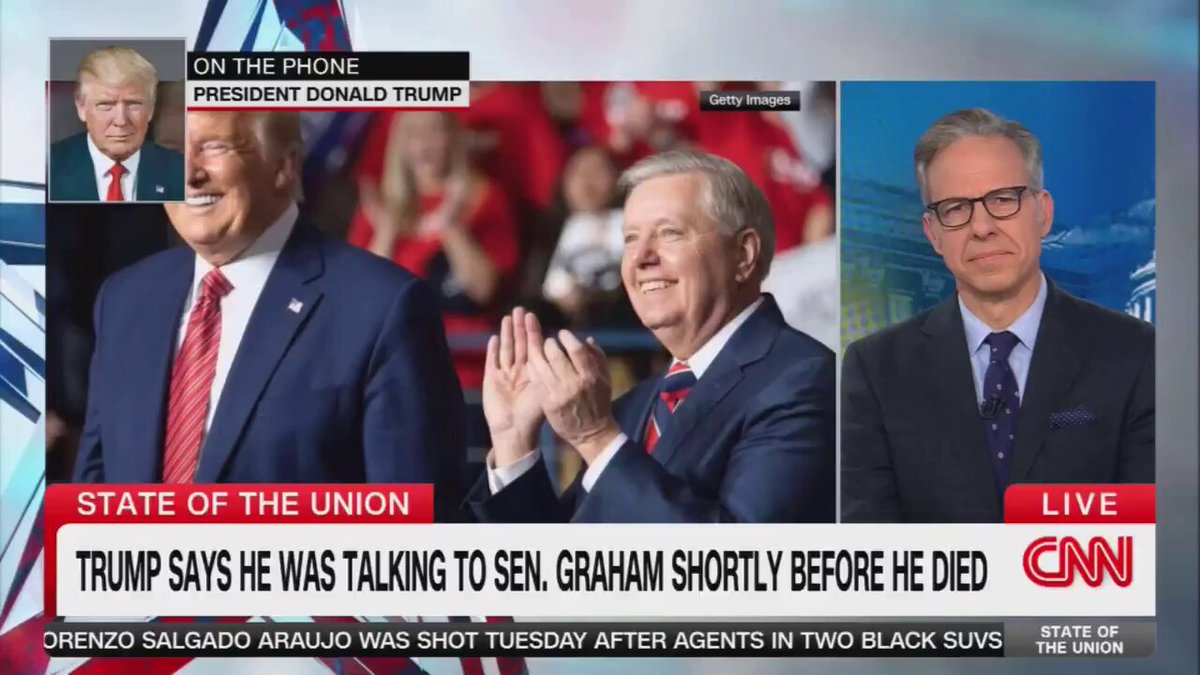 Trump on Lindsey Graham, to Jake Tapper: "I wanted to see the war with Ukraine end very quickly. I think he was more into, you know, keeping it going, frankly." 