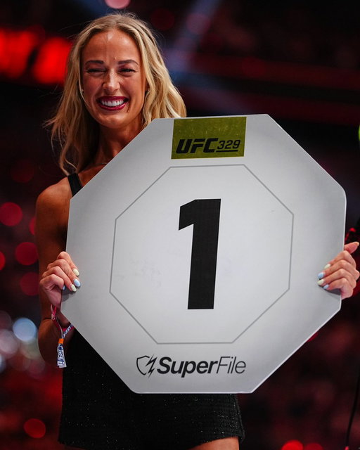 Sophie Cunningham worked as a ring girl during UFC 329.

[📸: GETTY ] 