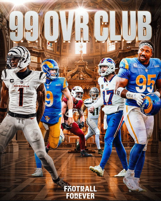 BREAKING: The 99 Club has been unveiled for Madden 27 ✨

🔸 Rams DE Myles Garrett 
🔸 Rams QB Matthew Stafford 
🔸 Bills QB Josh Allen 
🔸 Seahawks WR Jaxon Smith-Njigba
🔸 Bengals WR Ja’Marr Chase 
🔸 Cardinals TE Trey McBride 