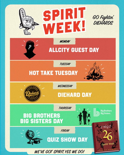 🎉 SPIRIT WEEK STARTS TODAY! 🎉

Don't miss a day on CHGO as we roll out fun formats for EVERY show on EVERY beat!👀

Peep the schedule👇 