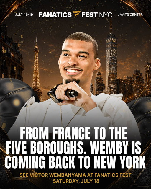 The skyscrapers won’t be the tallest thing in NYC this weekend.

Victor Wembanyama returns to Fanatics Fest Saturday, July 18. Tickets at the link in bio. 