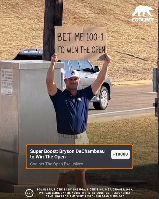 100-1 on Bryson? 🤯

🇺🇸 Bryson DeChambeau to Win The Open

 🚀 +10000 @CoolbetCanada 

The BEST number in the world, ONLY at Coolbet 🐻‍❄️

@ThePME 