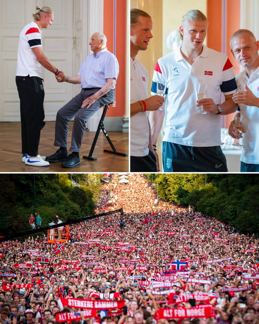 More than 100,000 fans welcomed Norway home after its best-ever World Cup finish 🇳🇴🔥

The team also visited the Royal Palace, where Haaland met King Harald and the royal family 🥂 