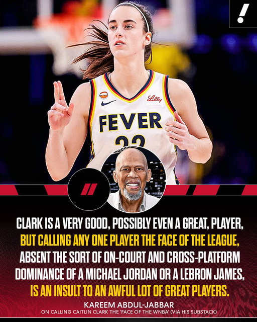 Kareem Abdul-Jabbar says calling Caitlin Clark the face of the WNBA is disrespectful to those who've paved the way. 
