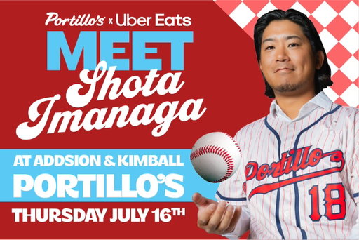Shota Imanaga Meet &amp; Greet is happening today, July 16th at Addison &amp; Kimball in Chicago!​

Top Dogs get in 6 – 6:30PM (wallet pass required)
Everyone else 6:30 – 7:30PM 