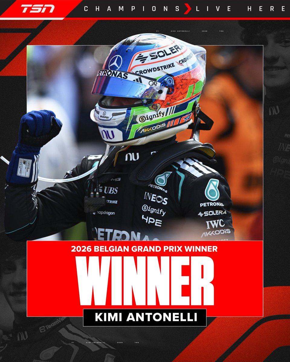 KIMI ANTONELLI, TAKE A BOW 🏁

The Italian secures the win at the #BelgianGP, earning his SIXTH career win! 👏 