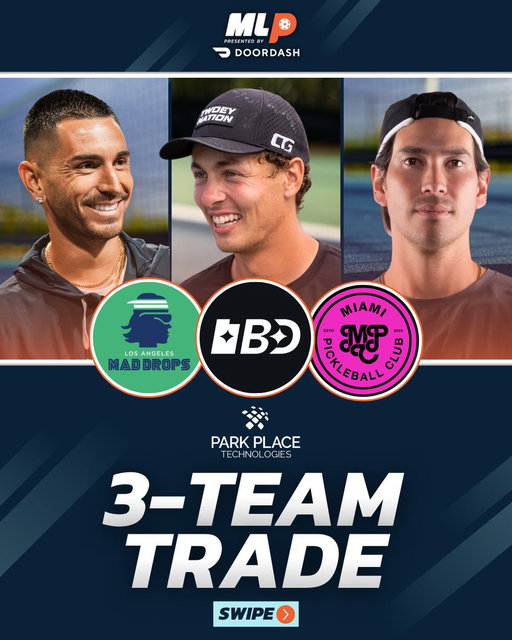 🚨 TRADE ALERT served by @parkplacetech
⁠
The 2026 MLP trade deadline is today at Noon ET and the first move of the day is a three-team deal.
⁠
🤝 @lamaddrops receive Connor Garnett from Utah
🤝 @UtahBlkDiamonds receive Tyler Loong from Miami and cash from L.A.
🤝 @themiamipc receives Gabe Joseph from L.A.
⁠
Check back for more potential moves throughout the day ⏰️