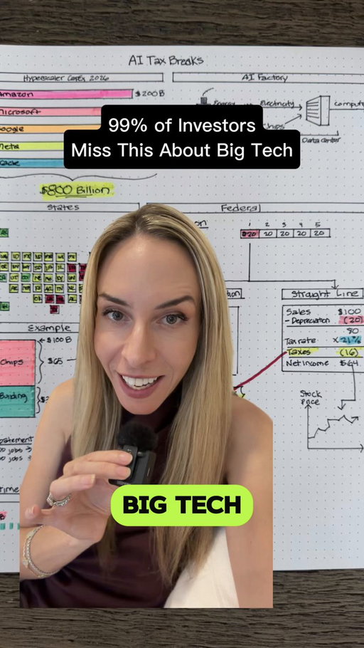 The big 5 hyperscalers are estimated to spend ~$800 billion this year alone. 

But from a cash perspective, a HUGE benefit — the tax savings they get from the AI build out as a result of the OBBBA — is essentially invisible in their earnings. 

How it works in < 3 min. 

Part 2: “The Finance of AI”