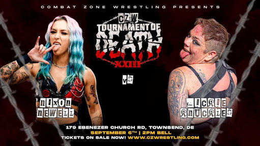 Nixon Newell in her 2nd Deathmatch ever will face ToD 21 winner, Mickie Knuckles on day 2 of Tod 23, September 6th!

COMBO TICKETS ON SALE NOW!

https://sportsthread.com/user/buy-tickets/561/13485/ 