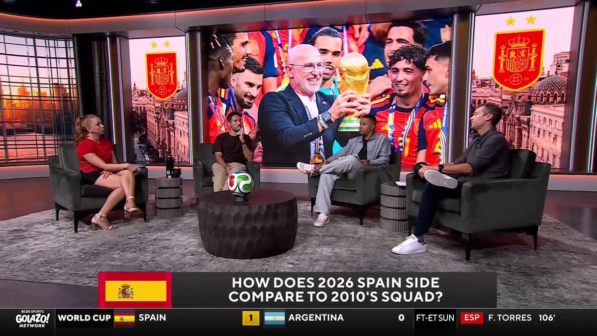 "2010, you also associate it to that golden era. I feel like in my lifetime I won't see better football being played."

@Nicocantor1 gives the slight edge to 2010's Spain World Cup winning squad over their 2026 side 🤏 