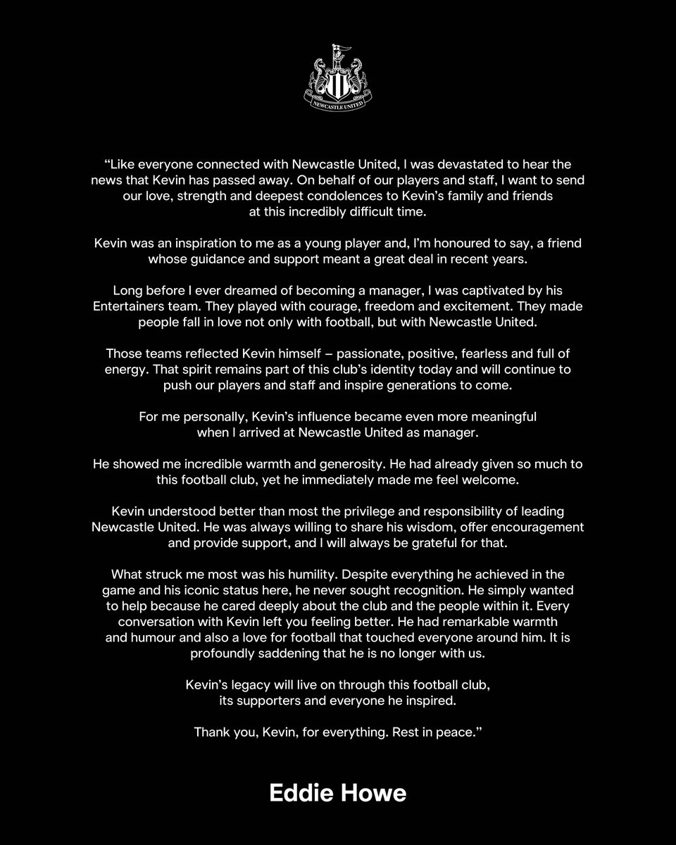 A heartfelt tribute to Kevin Keegan from Eddie Howe. 