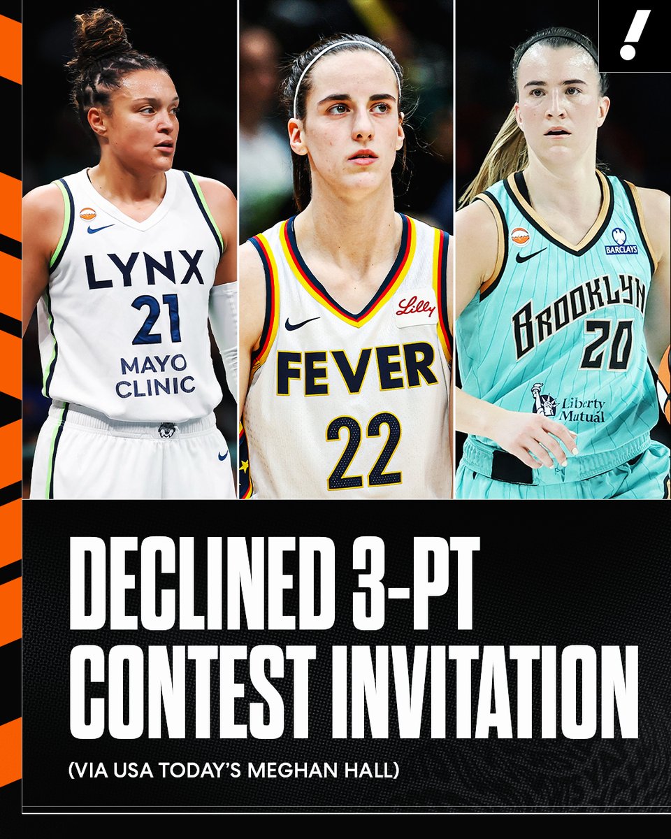 Caitlin Clark, Sabrina Ionescu and Kayla McBride were all reportedly invited to participate in the WNBA 3-point contest but declined, per @ItsMeghanLHall. 