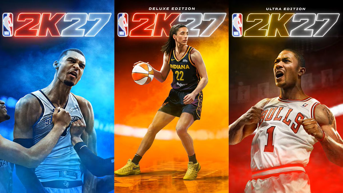 Victor Wembanyama, Caitlin Clark and Derrick Rose will appear on the covers of NBA 2K27, which launches Sept. 4. 🏀

Wembanyama headlines the standard edition, Clark the deluxe edition and Rose the ultra box.

MORE: https://t.co/4IfkFk39PI 