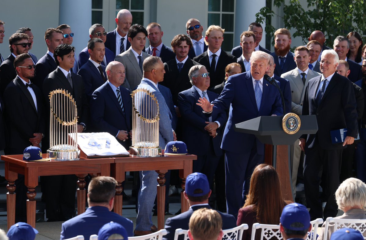 The Dodgers were honored at the White House today for their 2025 World Series championship. 