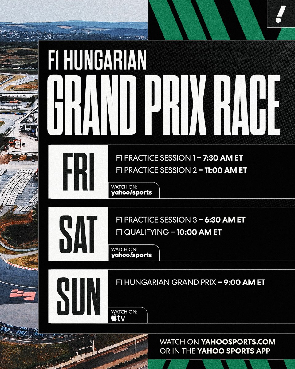 Tune in for today’s Hungarian Grand Prix practice session 🏎️

Live NOW on https://t.co/dfWrnLH7FS and in the Yahoo Sports app 📺 