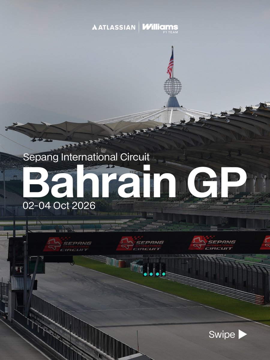 Returning to Malaysia 🇲🇾

The Sepang International Circuit will host the Bahrain Grand Prix from 02-04 October 2026, see you there 💙 