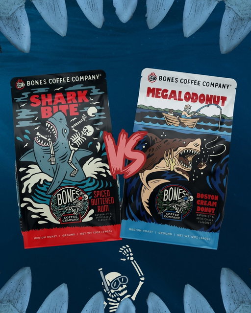 Fight in the comments! Is Shark Bite or Megalodonut the better flavor?! 🦈☕️⁠ #SharkWeek 