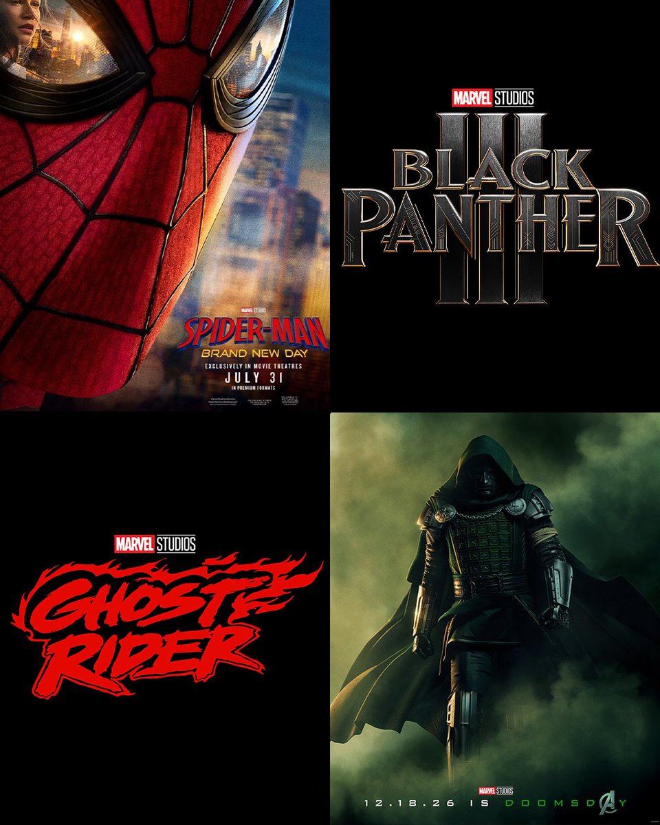Marvel Reveals Movie Schedule through 2028

Marvel Studios has unveiled its upcoming film slate through 2028, including Spider-Man: Brand New Day, Avengers: Doomsday, Avengers: Secret Wars, Black Panther III, and Ghost Rider.

Which movie are you most excited for? 