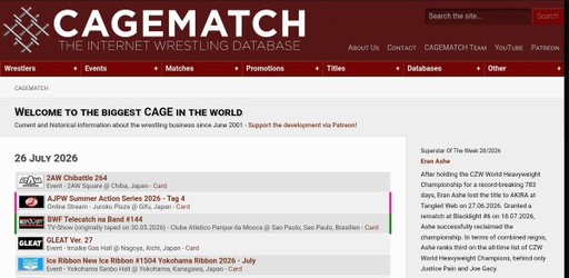 Congratulations to CZW World Heavyweight Champion @EranAshe1 for being the Superstar Of The Week on @CMCagematch ! 