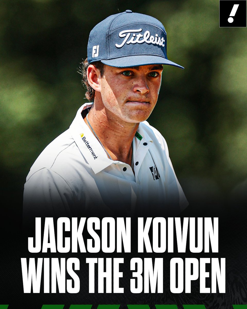 PGA Tour rookie Jackson Koivun holds off world No. 1 Scottie Scheffler to win the 3M Open 😱

The 21-year-old, who turned pro in June following the U.S. Open after a standout college career at Auburn, shot 25-under for the tournament to win by three strokes 🔥 