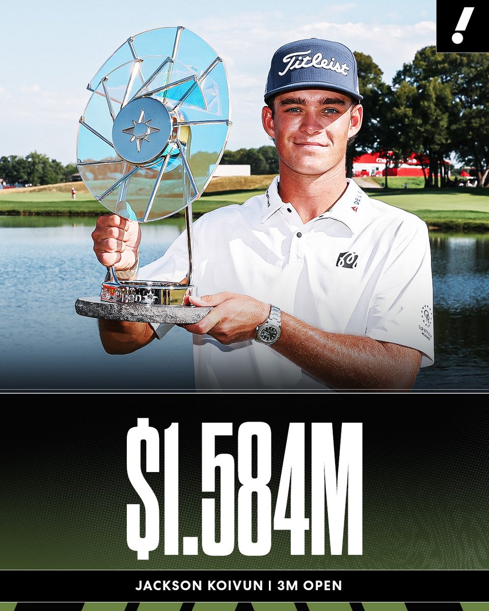 Not bad for winning your first PGA Tour tournament and beating World No. 1 Scottie Scheffler 💰

21-year-old rookie Jackson Koivun won his first event a month after turning pro 👏 
