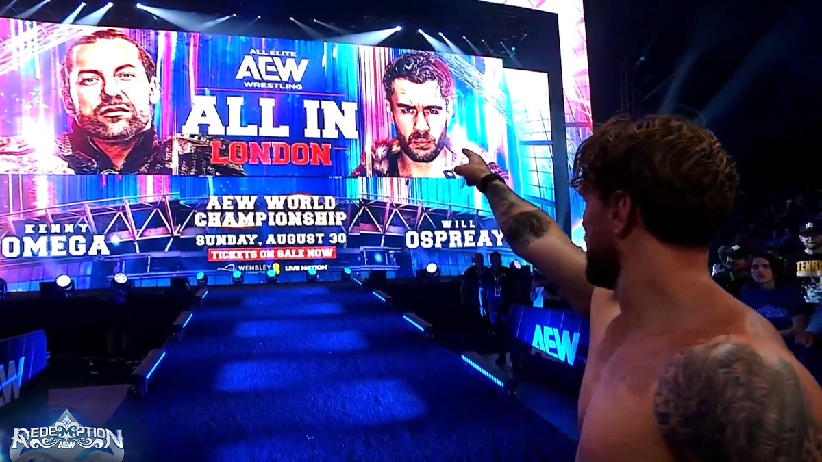 "Game on!"

EXCLUSIVE: After being attacked by AEW World Champion @KennyOmegamanX at the conclusion of #AEWRedemption, @WillOspreay knows exactly what he's up against in his home country at #AEWAllIn London! 