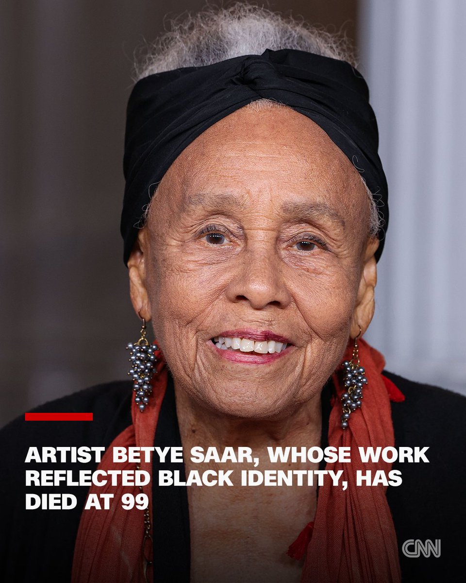 Artist Betye Saar, a central figure of the 1960’s Black Arts Movement, died Sunday morning in Los Angeles at 99. Saar's death was confirmed Monday by relatives. She would have turned 100 this week. https://t.co/RyzPV76MO1 
