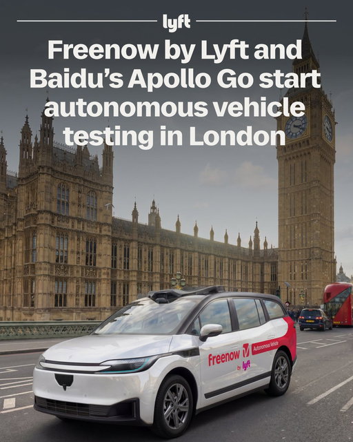 London, meet your future ride!

We've begun testing the sixth-generation autonomous vehicles from @Baidu_Inc's Apollo Go in the borough of Brent. Stay tuned for updates as we gear up to welcome public riders starting in 2027.

Read more: https://www.lyft.com/blog/posts/freenow-by-lyft-and-baidu-start-av-testing-in-london 