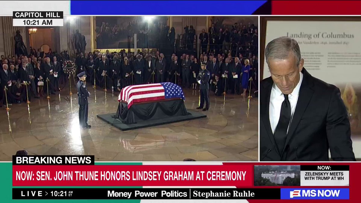 Senate Majority Leader John Thune honors Lindsey Graham and reflects on their relationship at the late senator's memorial on Capitol Hill. 