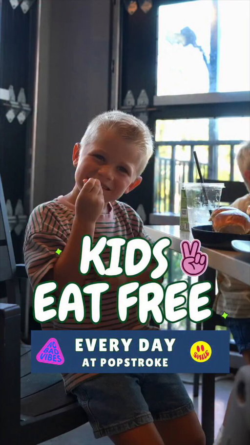 Kids Eat Free. Every Day! 🍔⛳️⭐️

With a day pass or membership, every child 12 and under gets one free meal, every visit. Yes, every visit. Turn a quick outing into dinner + family-fun!
https://popstroke.com/kids-eat-free/ 