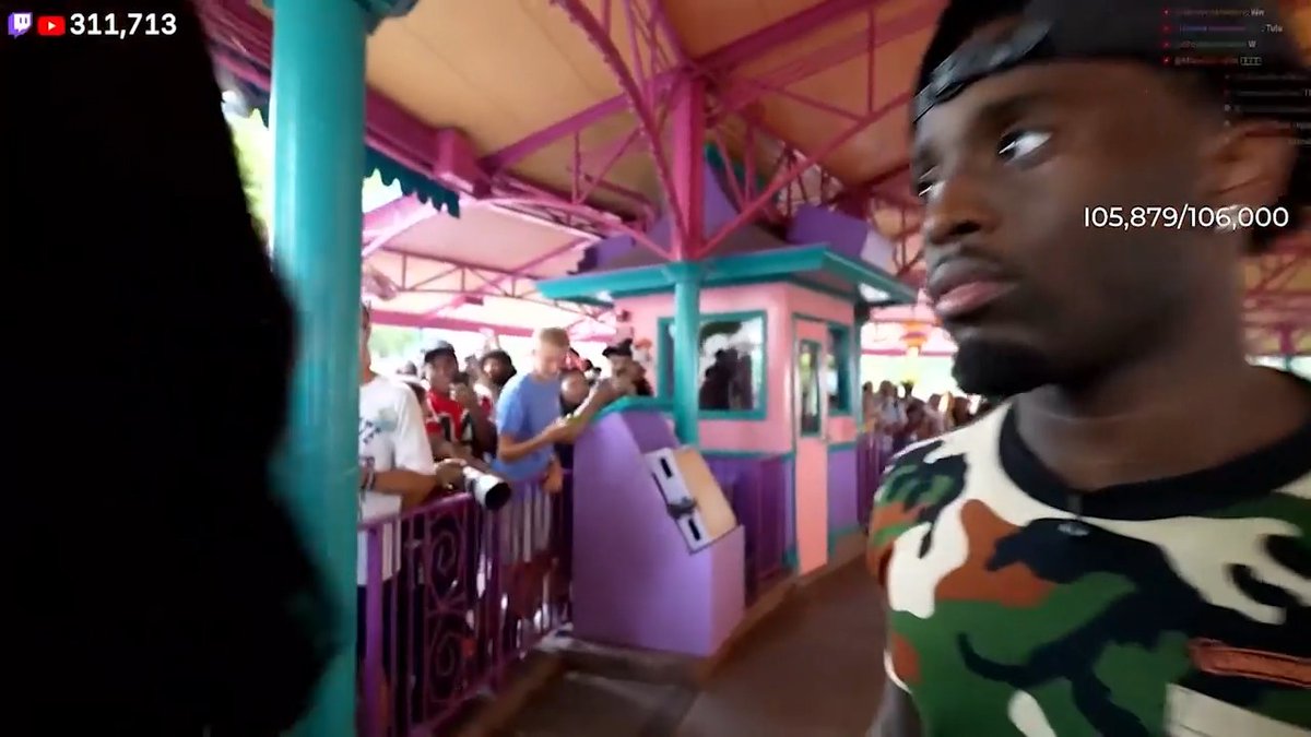 😳 Kai Cenat checks a Disney World guest disrespecting Tyla during stream. 