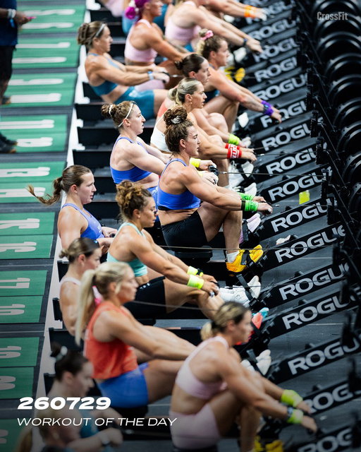 Workout of the Day
Wednesday 260729

For 5 rounds, as many reps as possible in 3 minutes of:
15/20-calorie row
20 alternating dumbbell hang snatches
Max dumbbell-facing burpees

Rest 1 minute between rounds.

♀ 35-lb dumbbell 
♂ 50-lb dumbbell

Post reps to comments.

📍2026 CrossFit Games Event 18

#CrossFit #WorkoutoftheDay