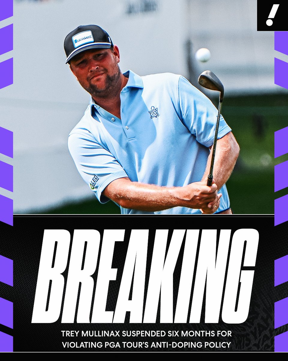 The PGA TOUR suspended Trey Mullinax six months for violating its Anti-Doping Policy.

He tested positive for a WADA-banned substance and accepted the suspension. He's eligible to return Jan. 16, 2027. 