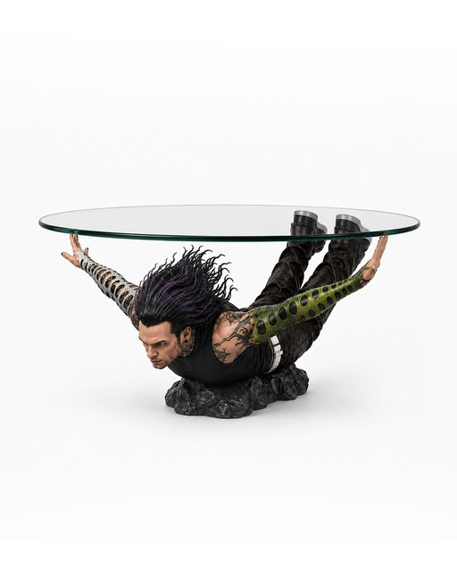 Jeff Hardy spent his career destroying tables. Now he's one.

OCHÓ made the Swanton Bomb into functional furniture. 